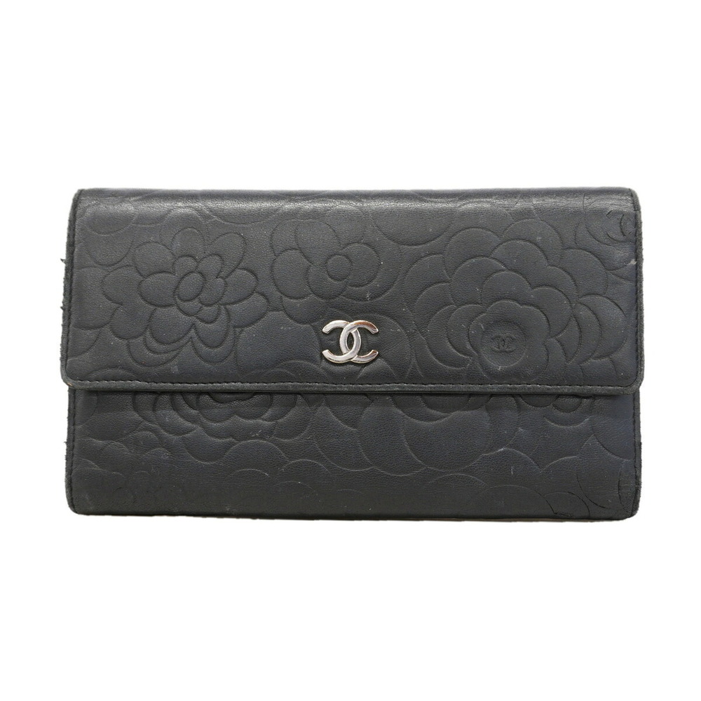 CHANEL Black Lambskin Leather Wallet